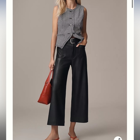 NWT Maeve by Anthro The Colette Faux-Leather Crop Wide-Leg Pants - Picture 1 of 11